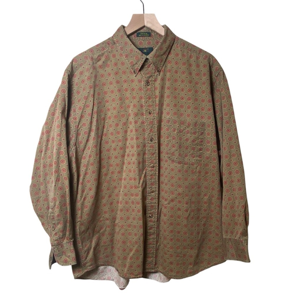 Club Room Green and Red Patterned Button Down, XL